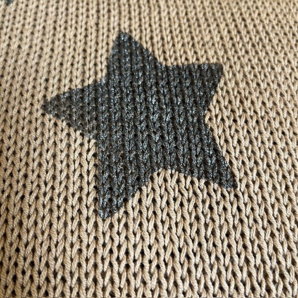 Wooden Ships Knit Sweater Natural‎ Tan Metallic Black Stars Oversized S/M - Picture 10 of 10